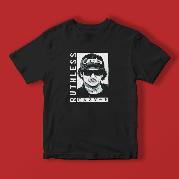 NWA Eazy-E Ruthless Compton Art Black And White Bassic T-shirt