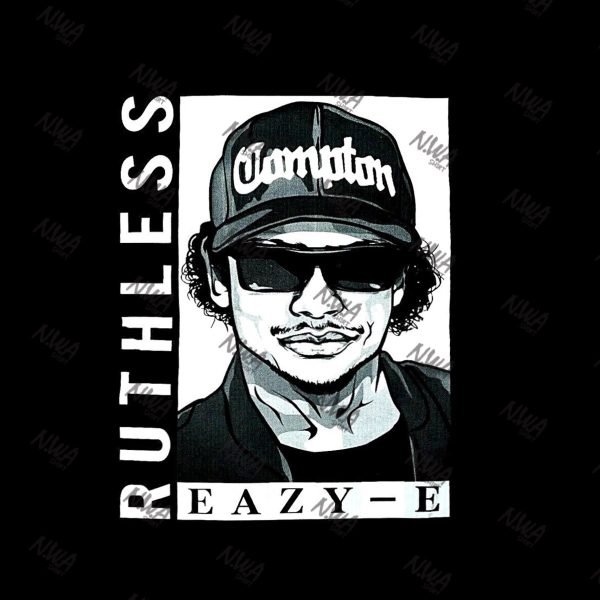 NWA Eazy-E Ruthless Compton Art Black And White Bassic T-shirt