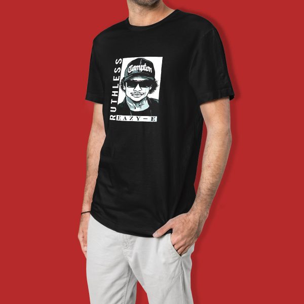 NWA Eazy-E Ruthless Compton Art Black And White Bassic T-shirt