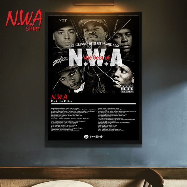 NWA Most Popular Song Fuck tha Police Lyrics Poster Canvas