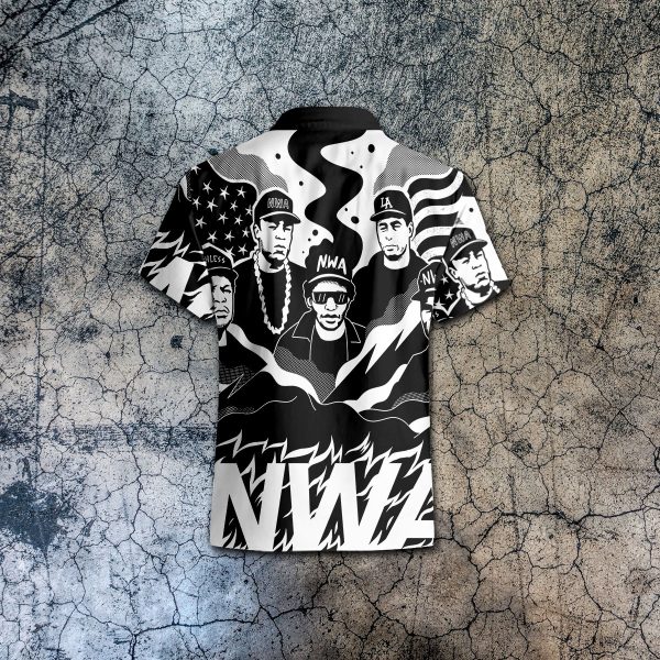 NWA Old School Black And White Hawaiian Shirt