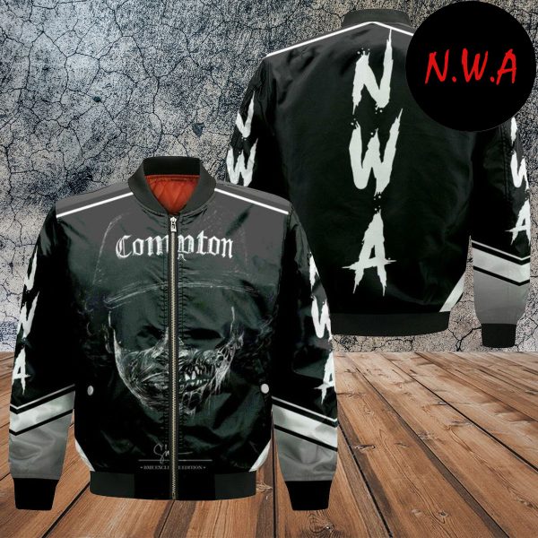 NWA Eazy E Skull Face Black and White Logo Signature Jacket