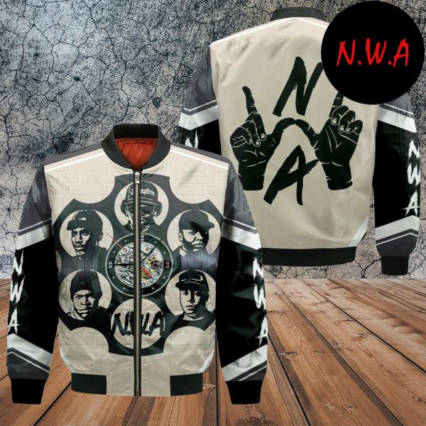 NWA Group Members Bullet Roulette Wall Background Logo Jacket